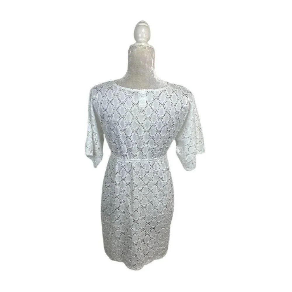 24th & Ocean‎ White Lace Swim Cover Deep V-neck M